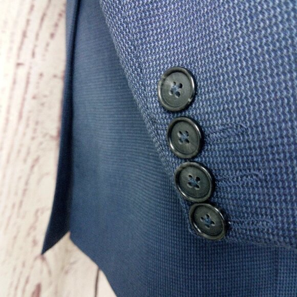 Stafford Tailored Culture Classic Fit 44R 2 Btn Blue Birdseye Blazer Spo… - Picture 3 of 10